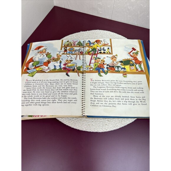 Santa's Workshop Vintage Christmas Pop Up Book White Plains Greeting Card 1951 - Picture 5 of 13